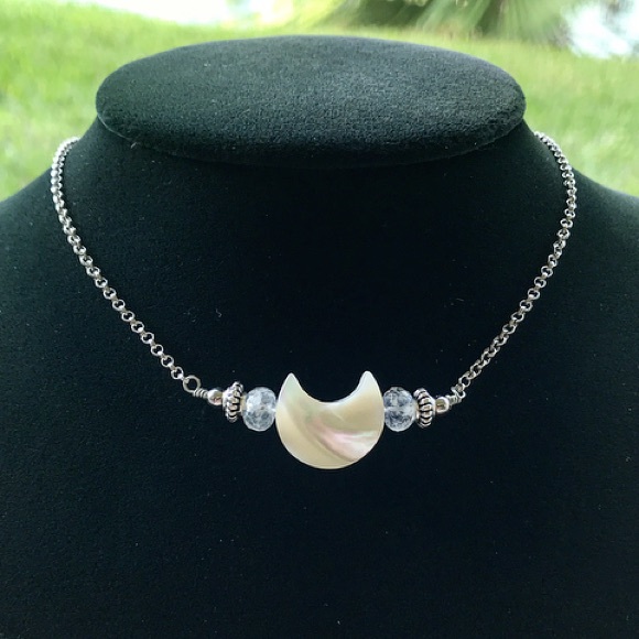 Silverskylight Jewelry Genuine Moonstone Mother Of Pearl Moon